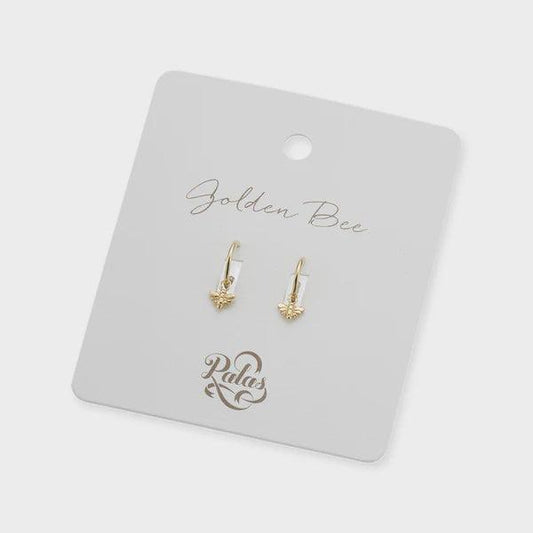 Golden bee hoop earrings - Handworks Nouveau Paperie