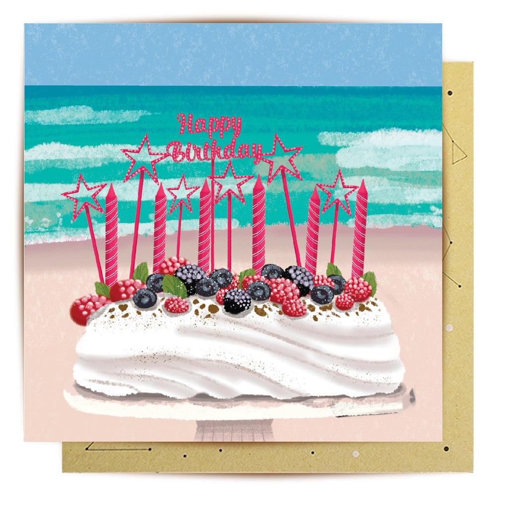 Greeting Card Pavlova Candle Beach - Handworks Nouveau Paperie