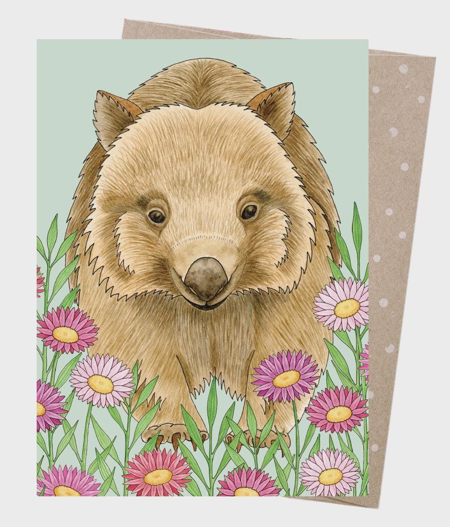 Greeting Card - Spring Wombat - Handworks Nouveau Paperie