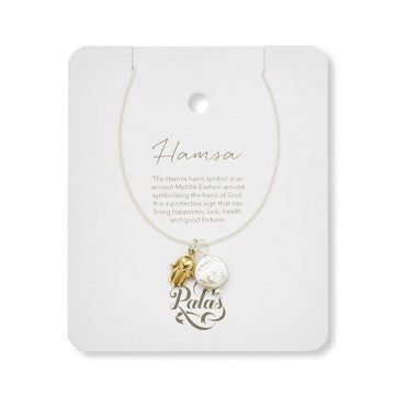 Hamsa & Pearl Amulet Necklace - Handworks Nouveau Paperie