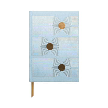 Hard Cover Suede Cloth Journal With Pocket - Arch Dot Blue - Handworks Nouveau Paperie