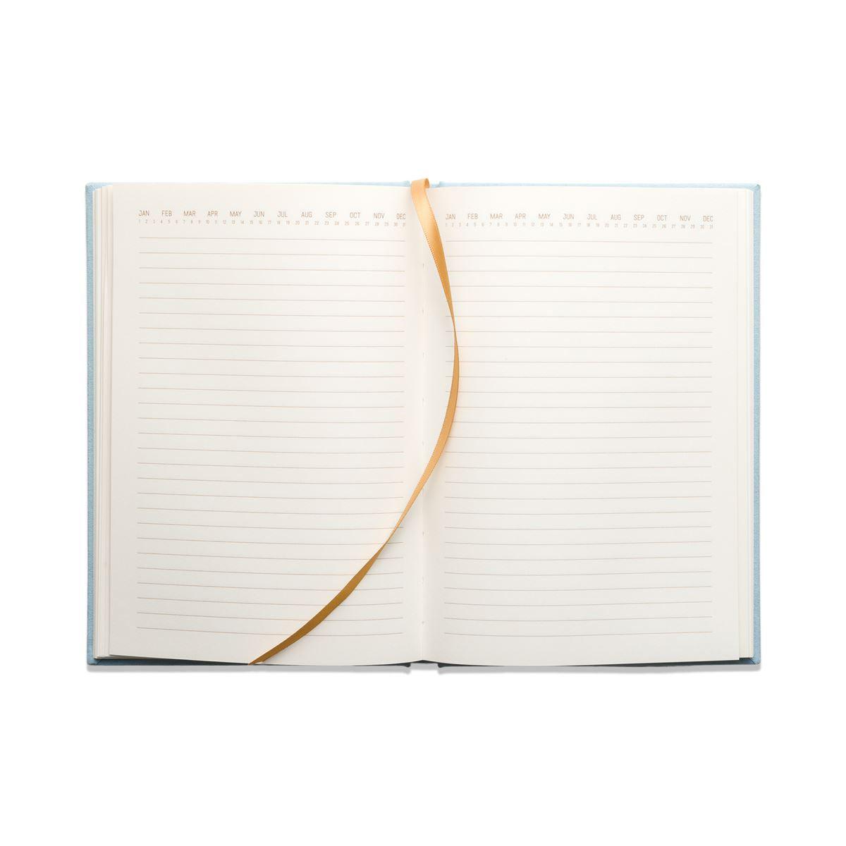 Hard Cover Suede Cloth Journal With Pocket - Arch Dot Blue - Handworks Nouveau Paperie