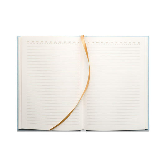 Hard Cover Suede Cloth Journal With Pocket - Arch Dot Blue - Handworks Nouveau Paperie