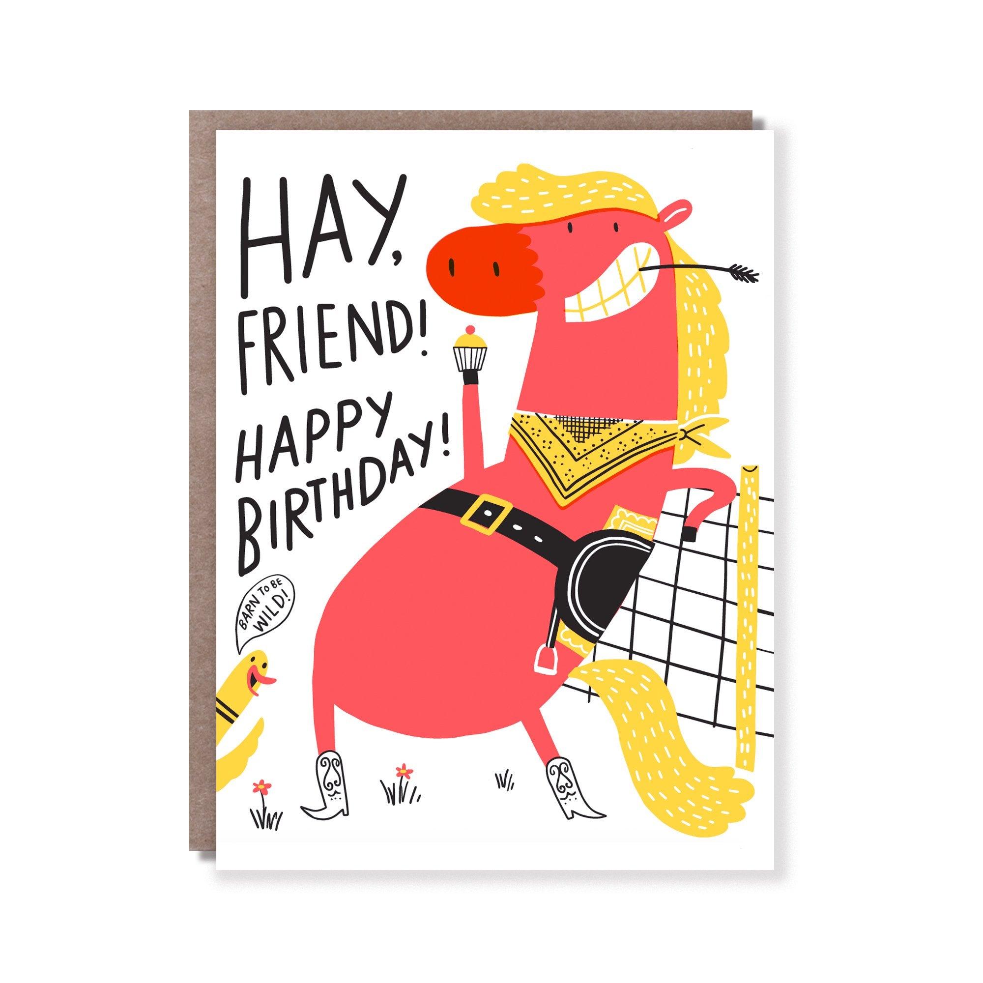 Hello Lucky - Single Card - Hay Friend Birthday - Handworks Nouveau Paperie