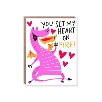 Hello Lucky - Single Card - Heart On Fire - Handworks Nouveau Paperie