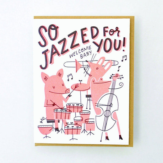 Hello Lucky - Single Card - Jazzed For Baby - Handworks Nouveau Paperie