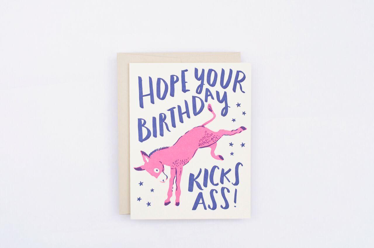 Hello Lucky - Single Card - Kicks Ass Birthday - Handworks Nouveau Paperie