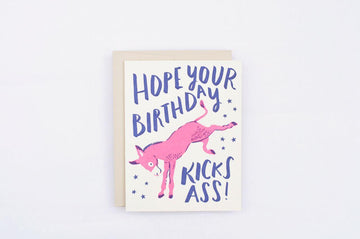 Hello Lucky - Single Card - Kicks Ass Birthday - Handworks Nouveau Paperie
