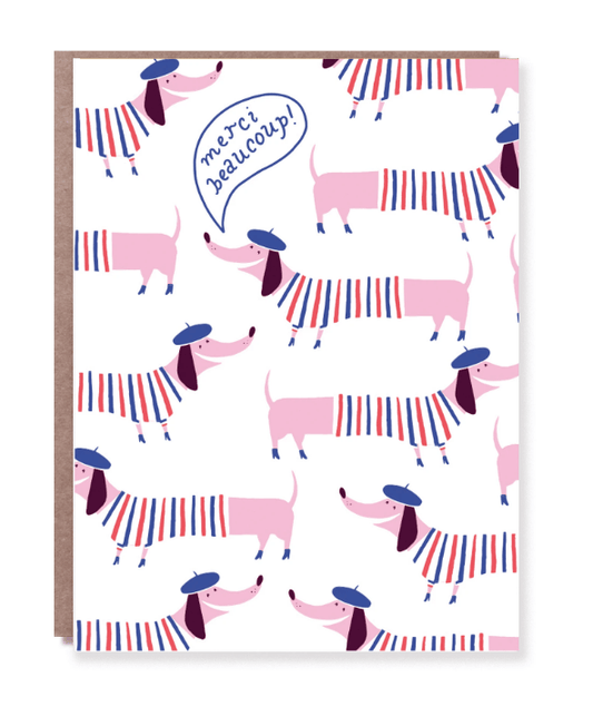 Hello Lucky - Single Card - Merci Frenchie - Handworks Nouveau Paperie