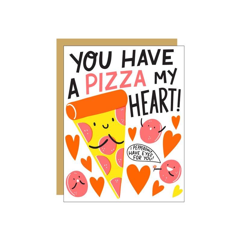 Hello Lucky - Single Card - Pizza Heart - Handworks Nouveau Paperie