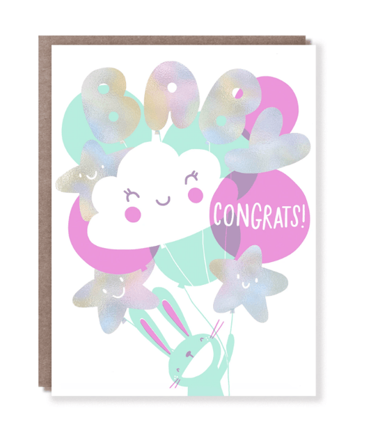 Hello Lucky - Single Card - Pumped Baby - Handworks Nouveau Paperie