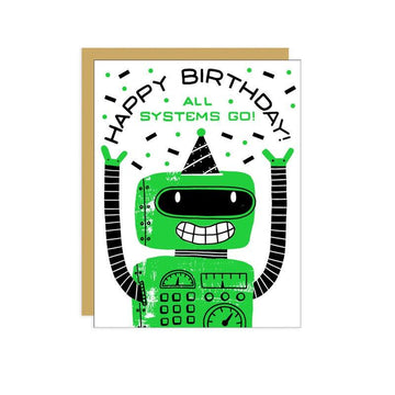Hello Lucky - Single Card - Robo Birthday - Handworks Nouveau Paperie