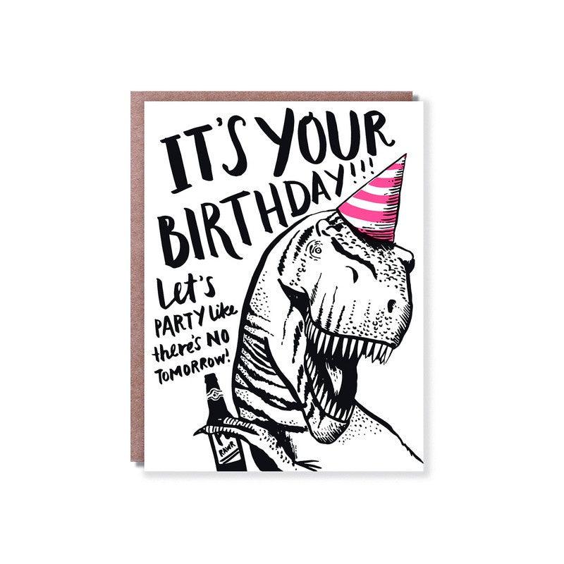 Hello Lucky - Single Card - T-Rex Birthday - Handworks Nouveau Paperie