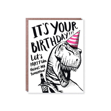 Hello Lucky - Single Card - T-Rex Birthday - Handworks Nouveau Paperie