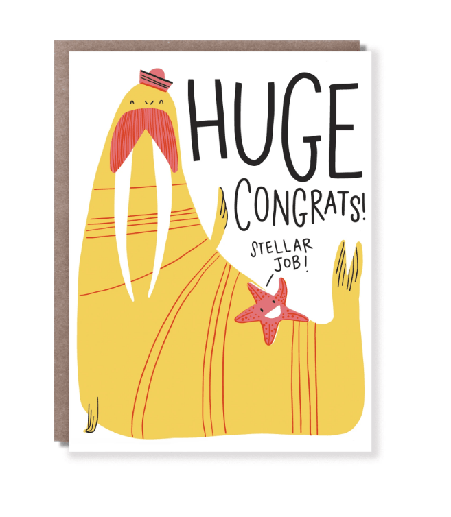 Hello Lucky - Single Card - Walrus Congrats - Handworks Nouveau Paperie