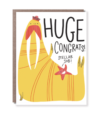 Hello Lucky - Single Card - Walrus Congrats - Handworks Nouveau Paperie