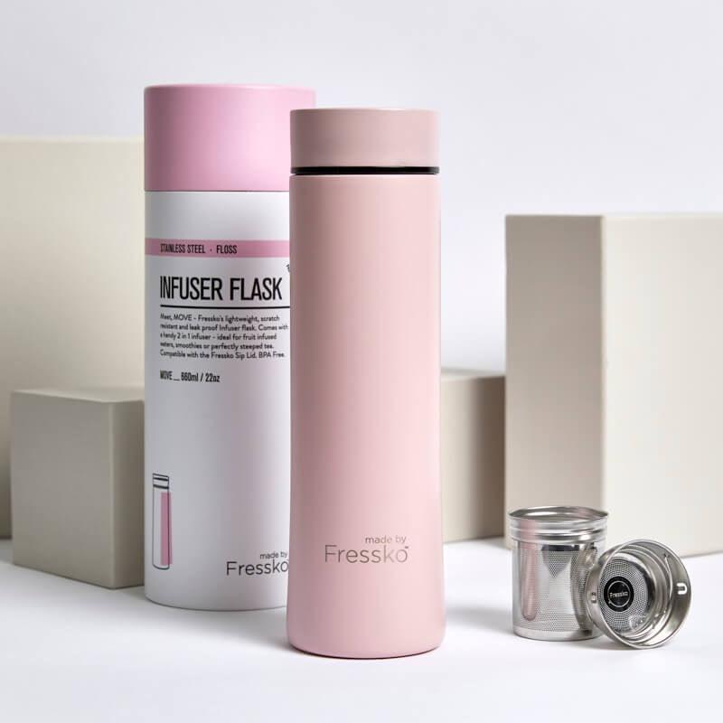 Insulated Stainless Steel - Move - Infuser Flask - Floss Pink 660ml - Handworks Nouveau Paperie