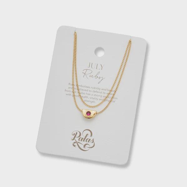 July ruby birthstone necklace 18k gold plated - Handworks Nouveau Paperie