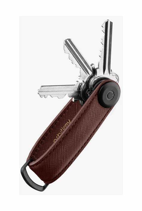 Key Organiser Leather - Saffiano Cherry - Handworks Nouveau Paperie