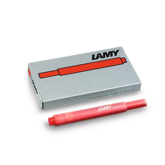 LAMY - T10 Fountain Pen Ink Cartridges - Pack of 5 - Red - Handworks Nouveau Paperie
