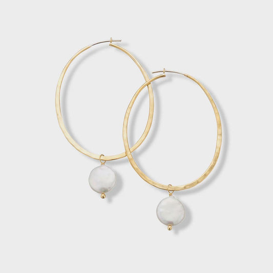 Lcaria Hoop Pearl Earrings - Handworks Nouveau Paperie