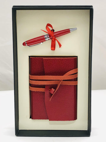 Medioevalis Journal Red Small With Bambolina Pen - Handworks Nouveau Paperie