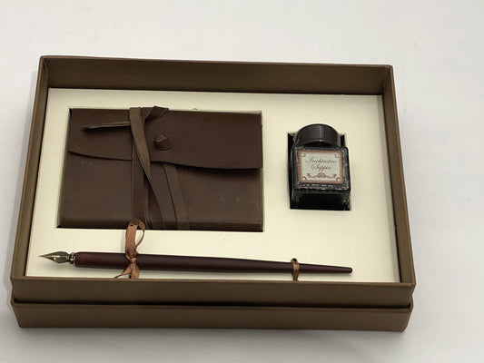 Medioevalis Journal, Wooden Pen With Ink Bottle - Handworks Nouveau Paperie