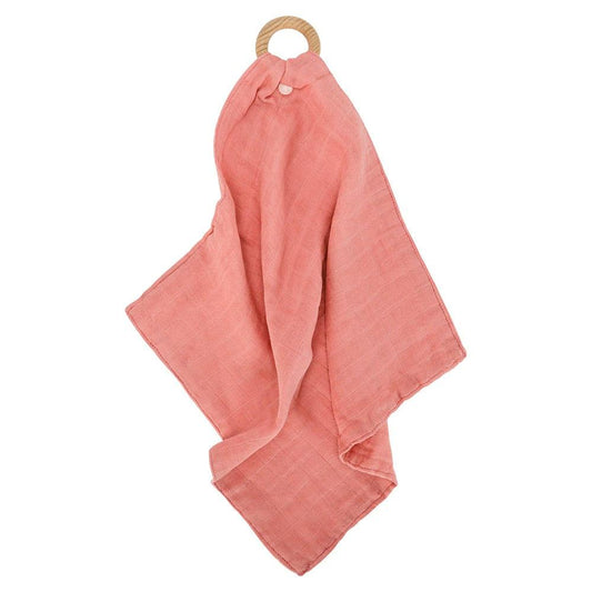 Muslin Security Blanket - Coral - Handworks Nouveau Paperie