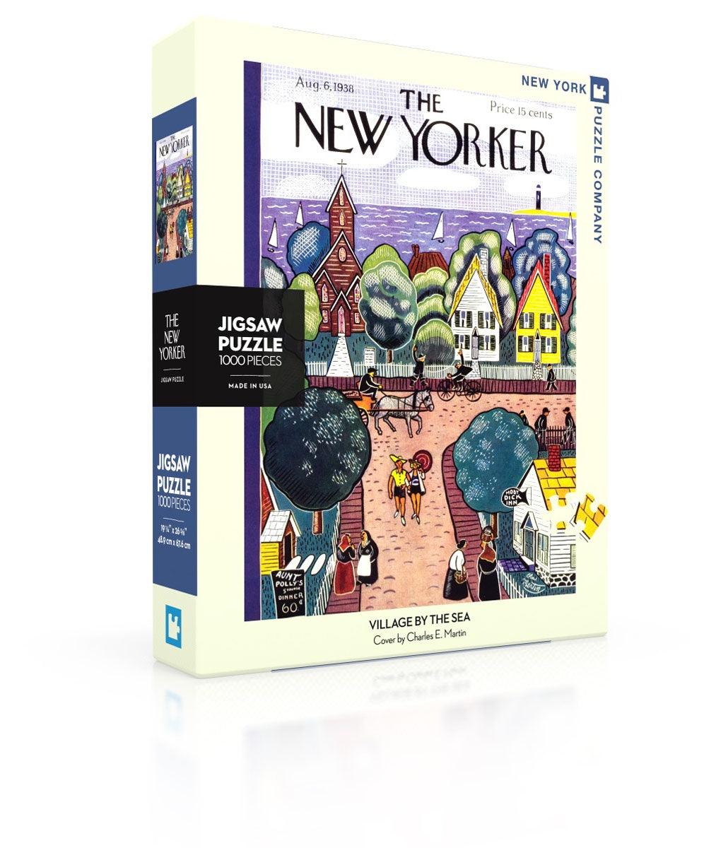 NEW YORKER PUZZLE - 1000PC Village By The Sea - Handworks Nouveau Paperie