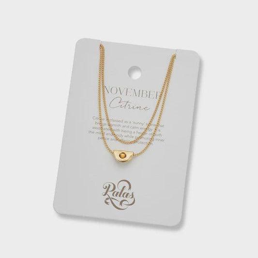 November citrine birthstone necklace 18k gold plated - Handworks Nouveau Paperie