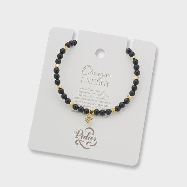 Onyx aura of gold gem bracelet - Handworks Nouveau Paperie