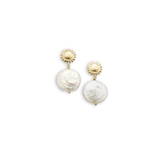 Palas - Sun & Moon Pearl Earrings - Handworks Nouveau Paperie