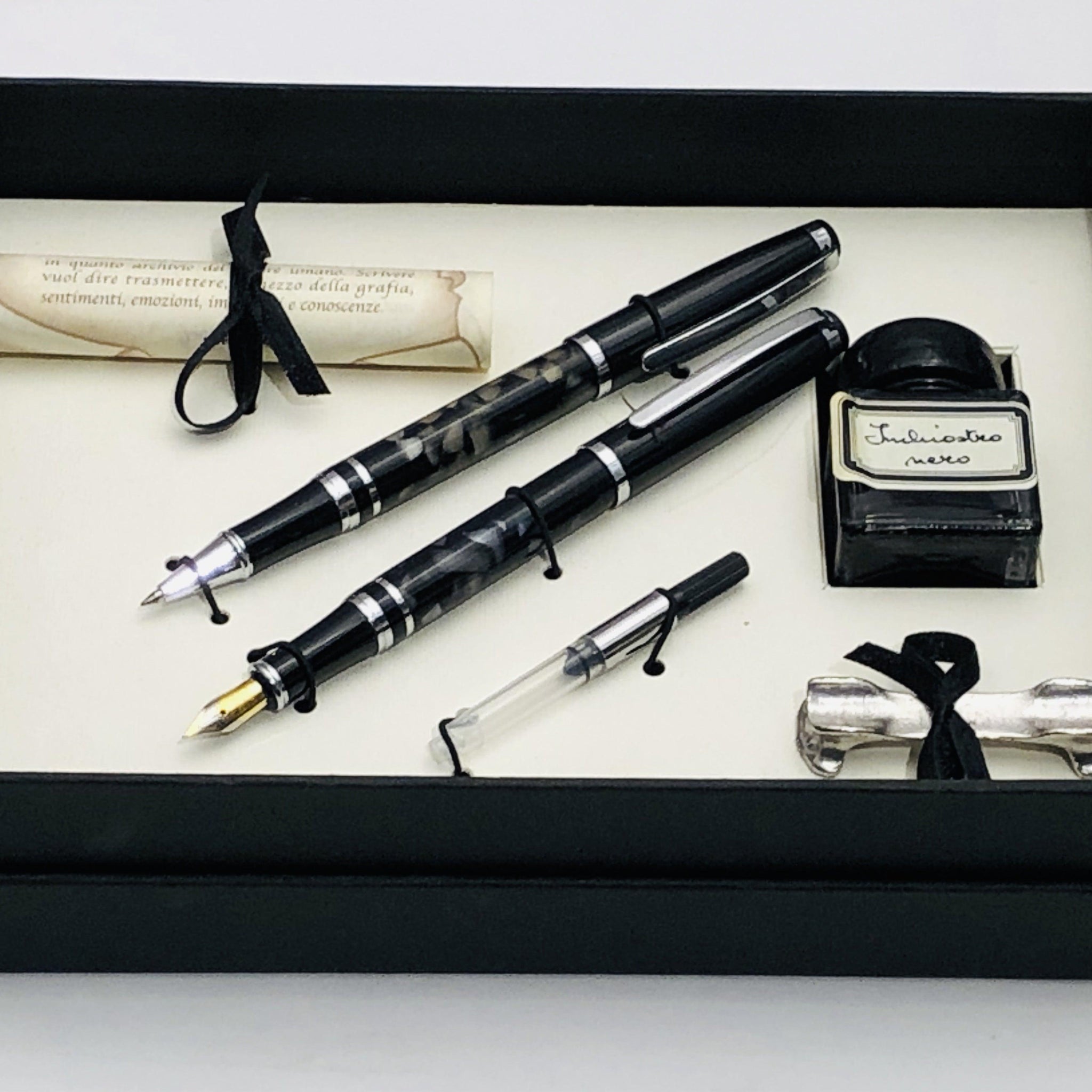 Pen Set Black - Fountain And Rollerball - Handworks Nouveau Paperie