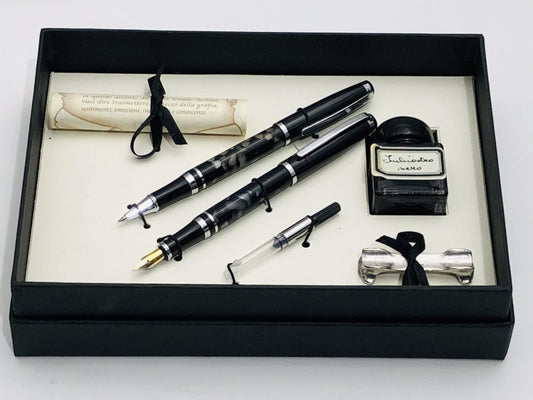Pen Set Black - Fountain And Rollerball - Handworks Nouveau Paperie
