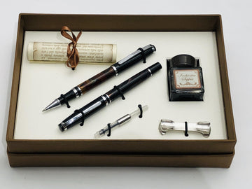 Pen Set Brown - Fountain And Rollerball - Handworks Nouveau Paperie