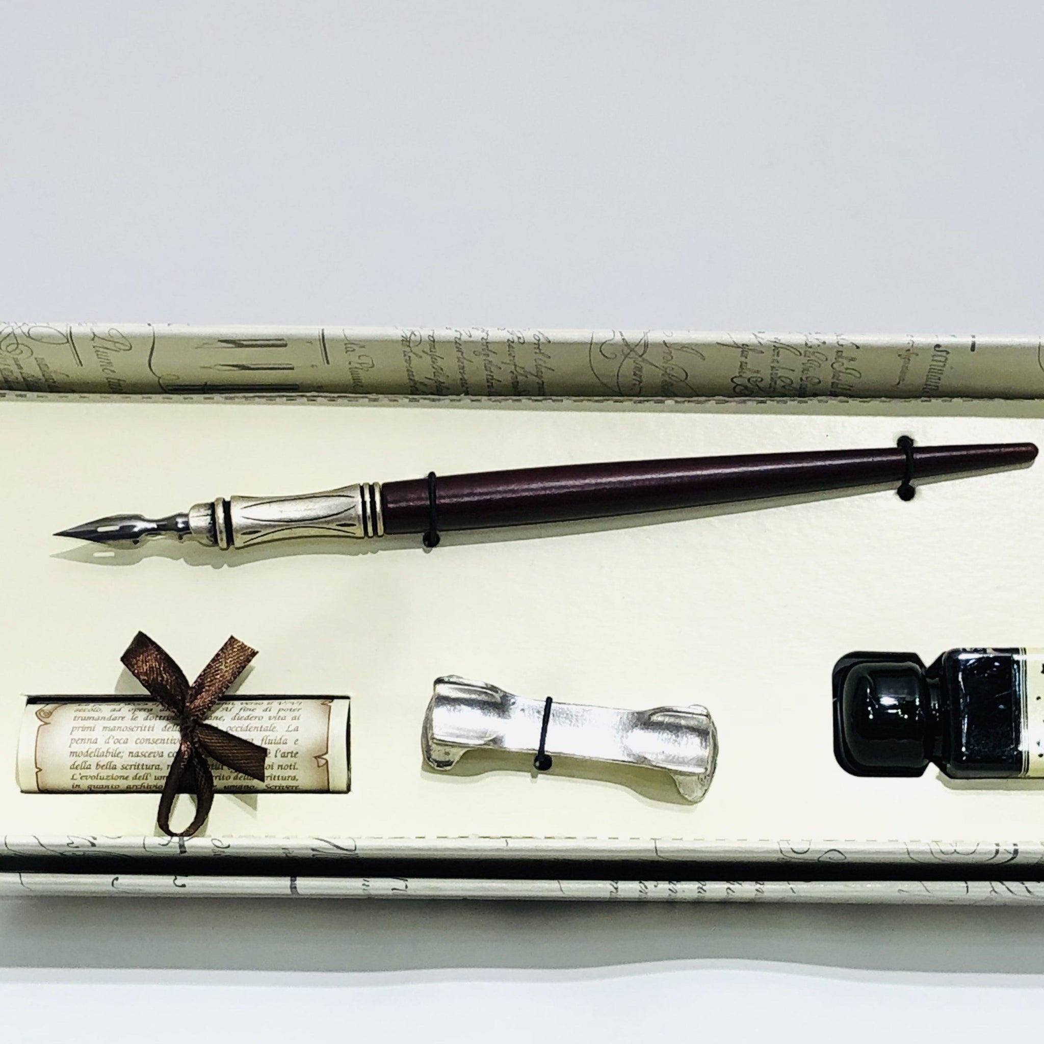 Pen Set Wooden With Metal Point And Ink - Handworks Nouveau Paperie