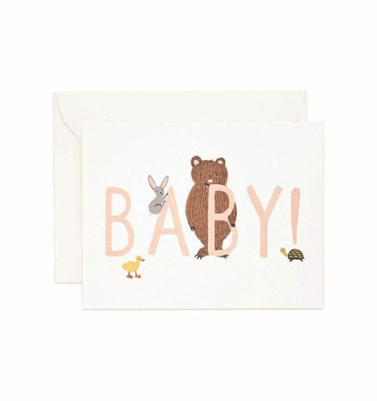 Rifle Paper Co - Single Card - Baby! (Peach) - Handworks Nouveau Paperie
