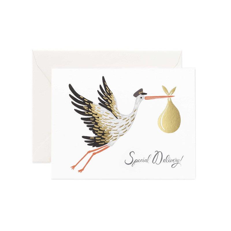 Rifle Paper Co - Single Card - Baby Stork - Handworks Nouveau Paperie