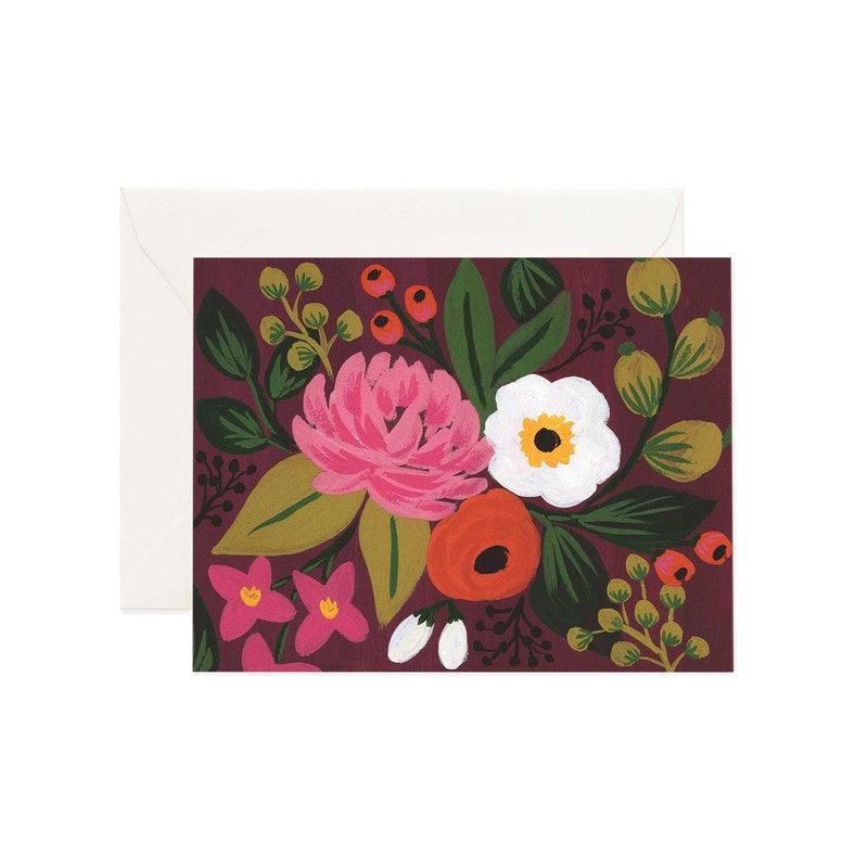 Rifle Paper Co - Single Card - Botanical - Blossoms Burgundy - Handworks Nouveau Paperie