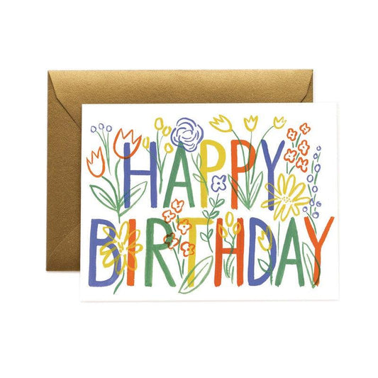 Rifle Paper Co - Single Card - Brushstroke Birthday - Handworks Nouveau Paperie