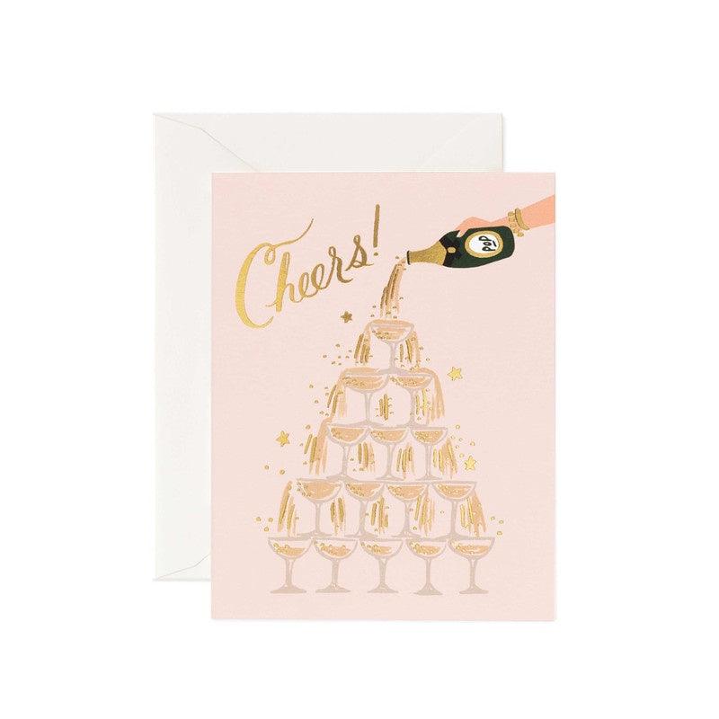 Rifle Paper Co - Single Card - Champagne Tower Cheers - Handworks Nouveau Paperie