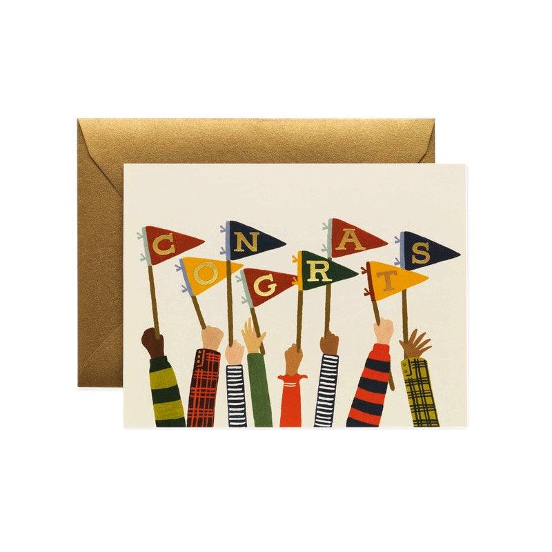Rifle Paper Co - Single Card - Congrats Pennants - Handworks Nouveau Paperie