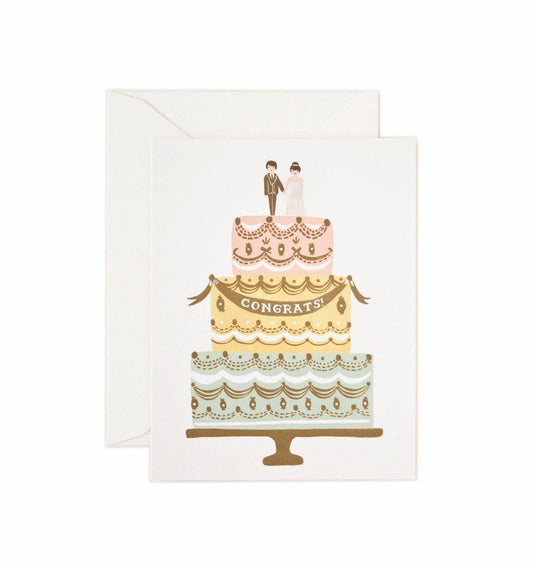 Rifle Paper Co - Single Card - Congrats Wedding Cake - Handworks Nouveau Paperie