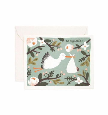 Rifle Paper Co - Single Card - Congratulations Stork - Handworks Nouveau Paperie
