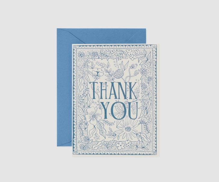 Rifle Paper Co - Single Card - Delft Thank You - Handworks Nouveau Paperie