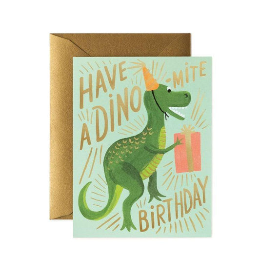 Rifle Paper Co - Single Card - Dino-mite Birthday - Handworks Nouveau Paperie