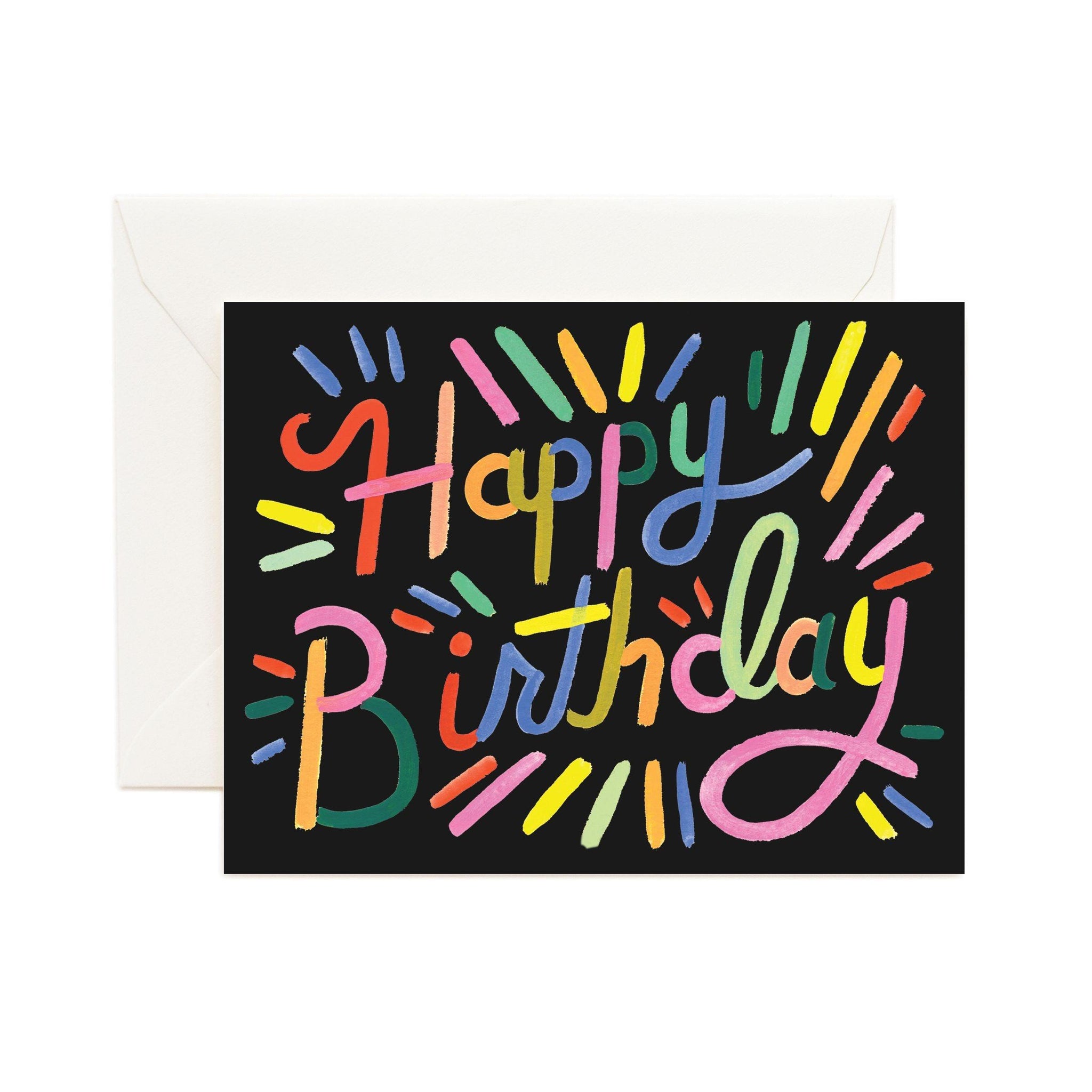 Rifle Paper Co - Single Card - Fireworks Birthday - Handworks Nouveau Paperie