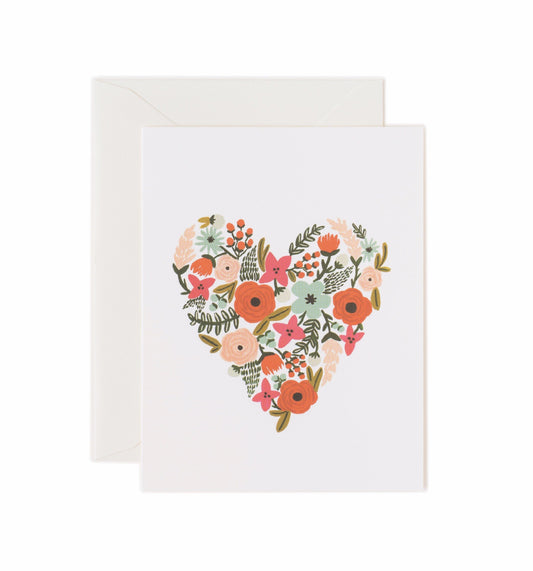 Rifle Paper Co - Single Card - Floral Heart - Handworks Nouveau Paperie