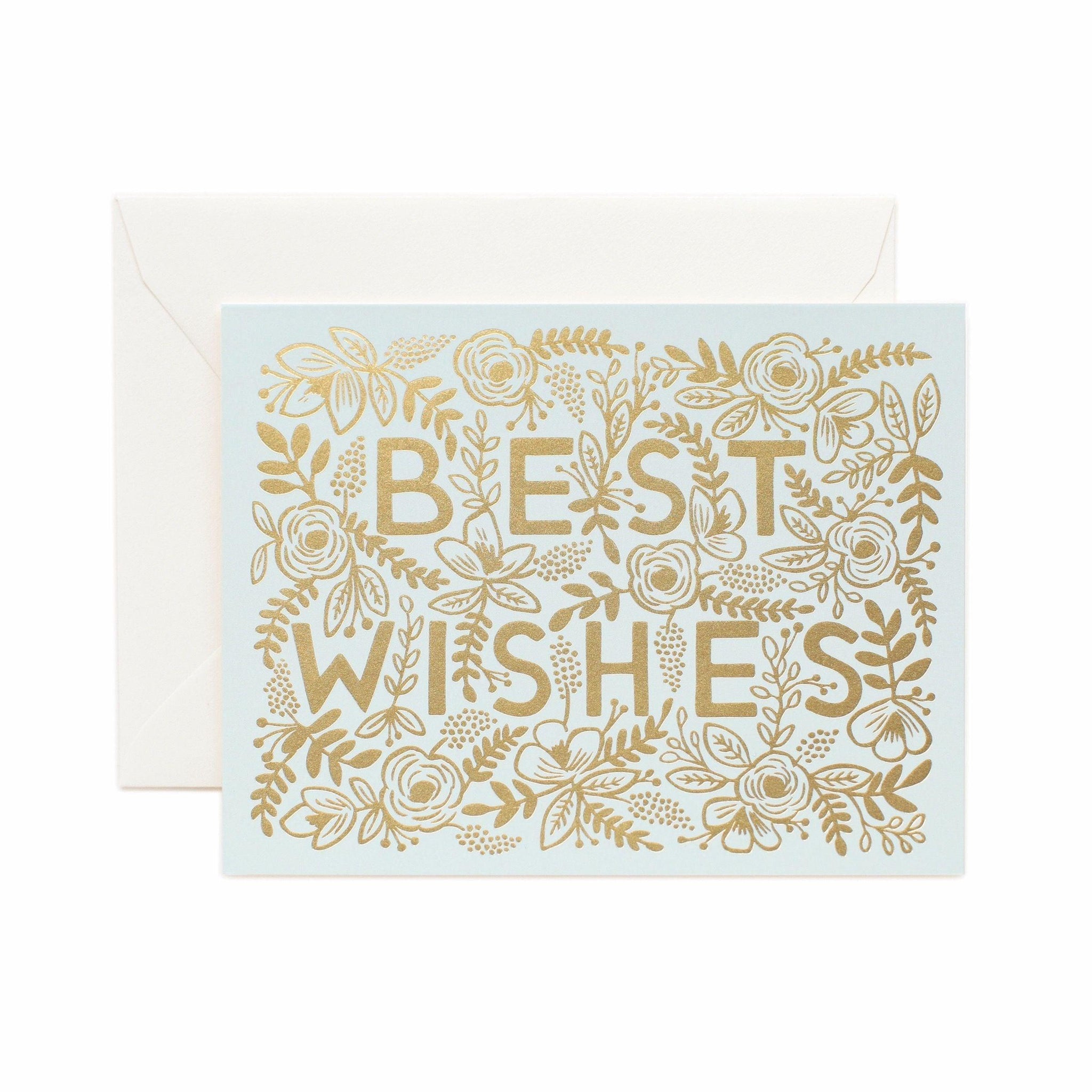 Rifle Paper Co - Single Card - Golden Best Wishes - Handworks Nouveau Paperie