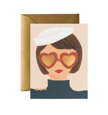 Rifle Paper Co - Single Card - Heart Eyes - Handworks Nouveau Paperie